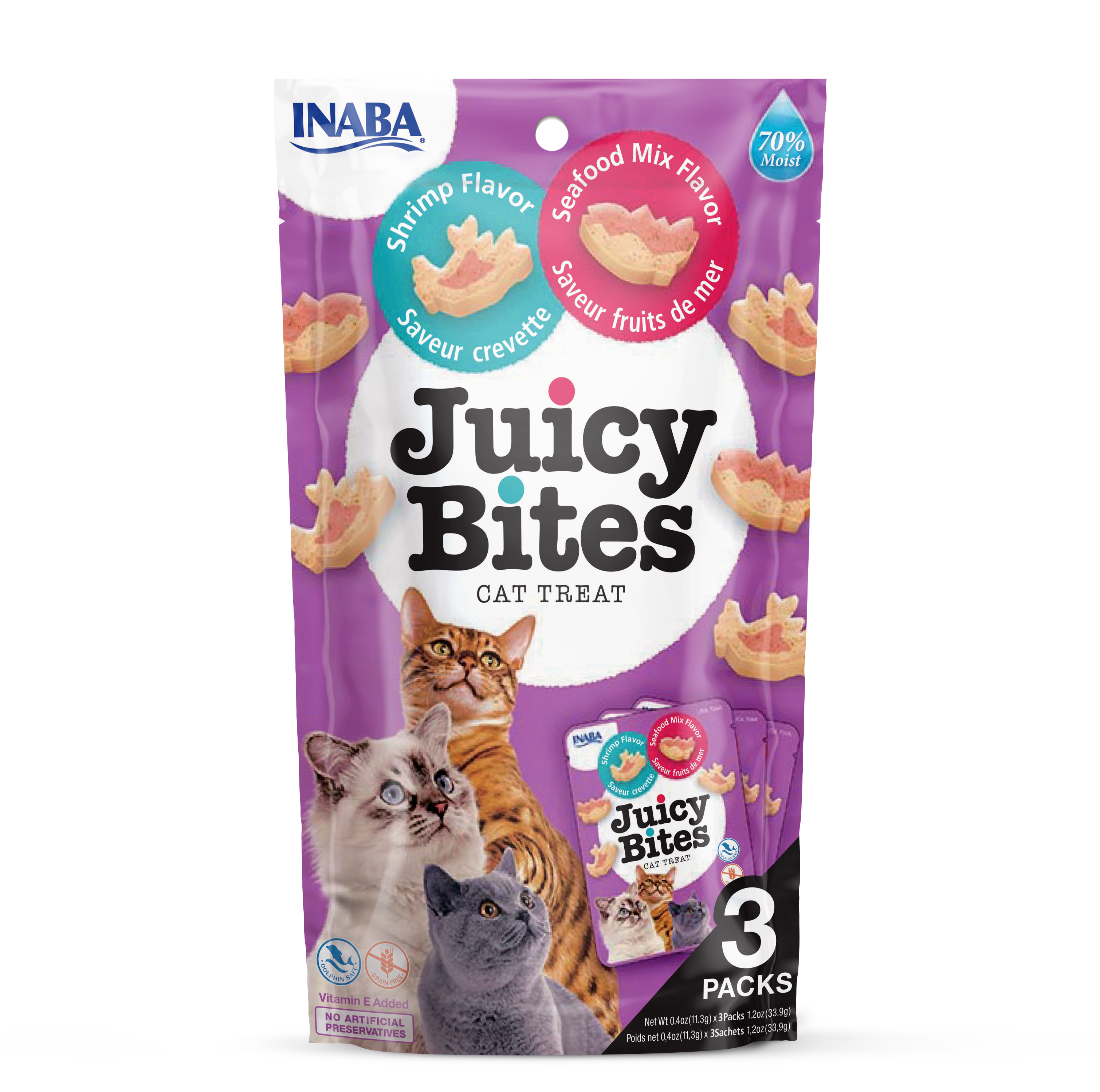 Inaba Cat Juicy Bites - garnélarák, tenger gyümölcsei