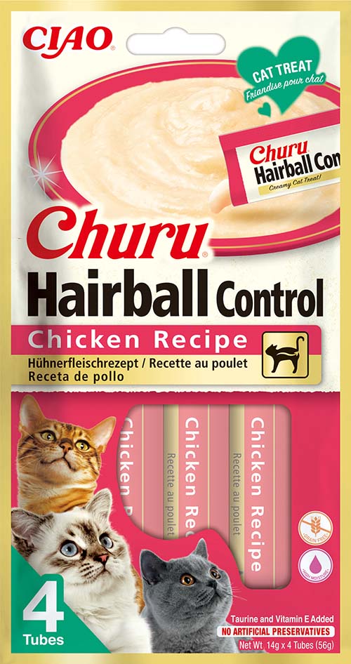 Inaba Cat Ciao Churu Hairball krémes macskaeledel - csirke