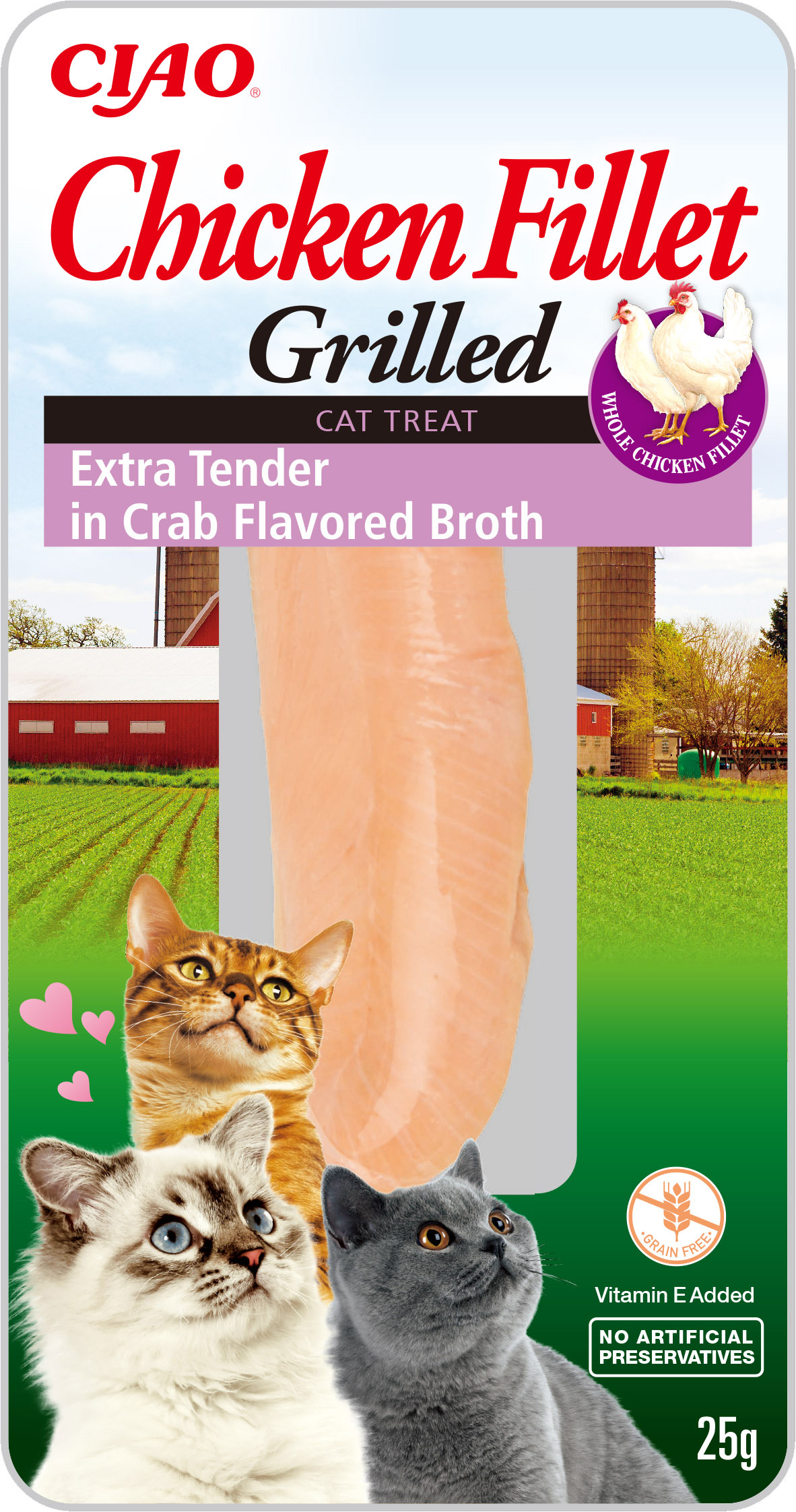 Inaba Cat Grillezett Csirke Filé - extra puha, rákkal ízesített húslevesben